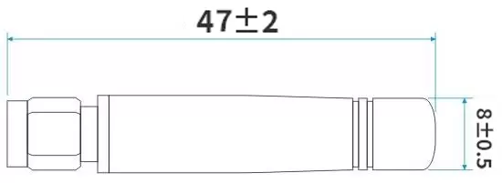 Abmessungen der Stabantenne SW2400-ZT48 Abmessungen der Stabantenne SW2400-ZT48