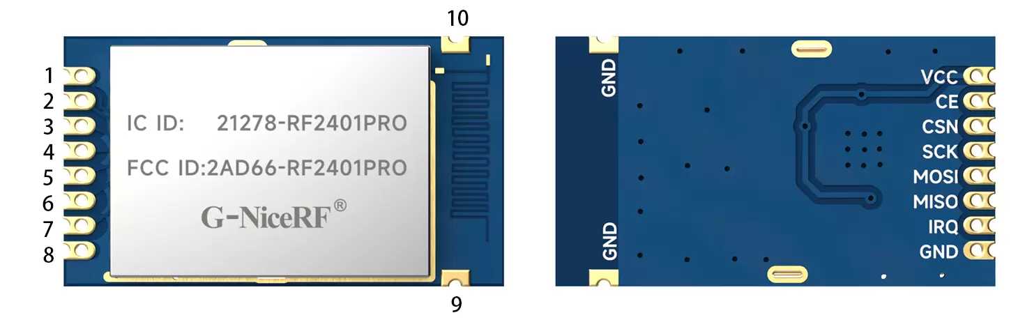 Pin-Definition des 2,4-GHz-HF-Moduls RF2401Pro