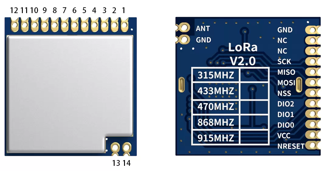 Pin-Definition des drahtlosen 433/470 MHz LoRa-Moduls LoRa1278