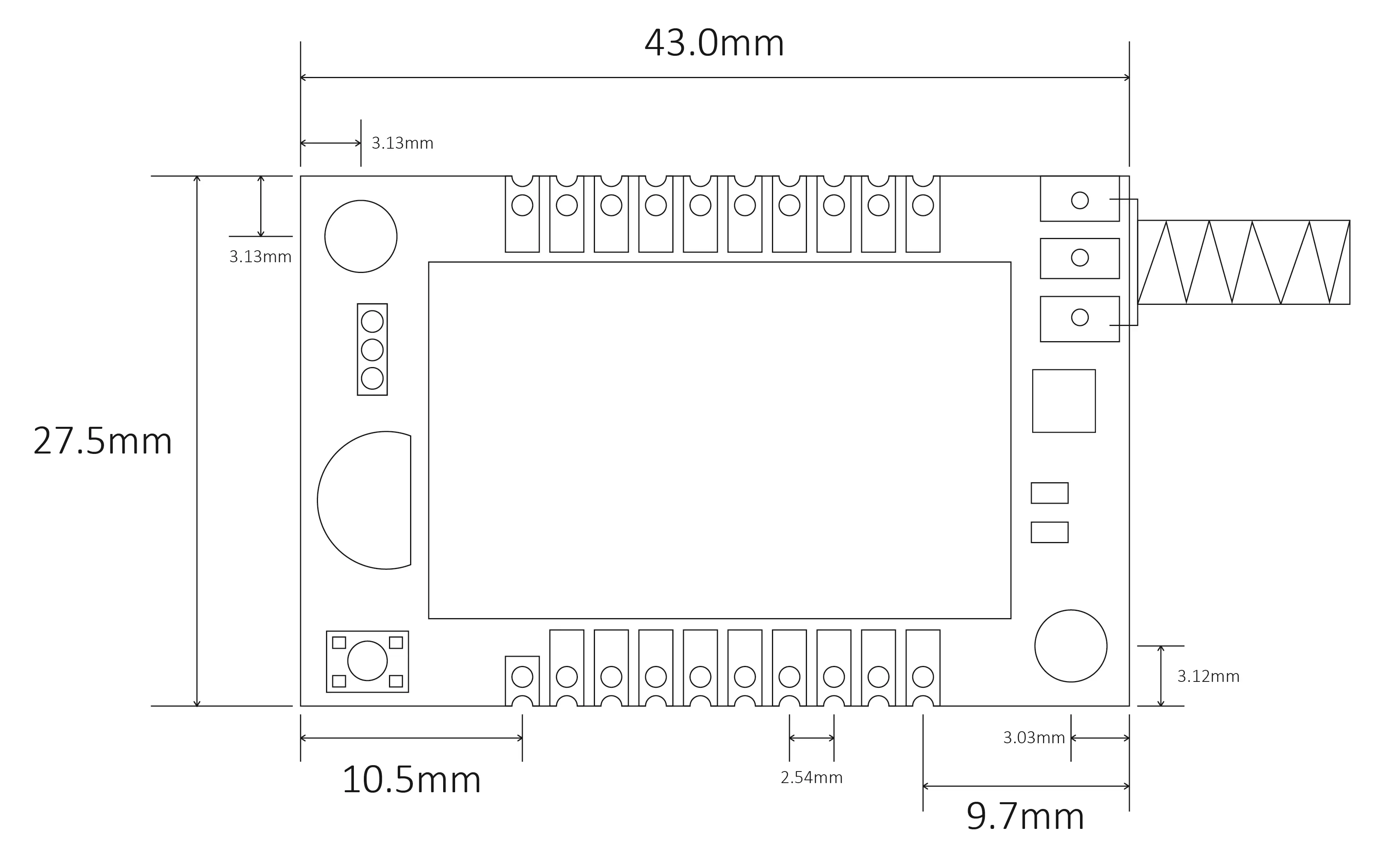 Mechanische Abmessungen des IoT-Temperatur- und Feuchtigkeitssensor-Überwachungsknotens IOT-THS010