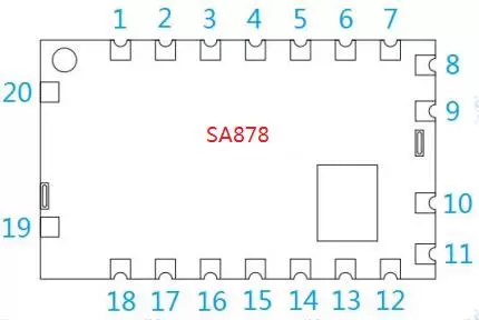 Pin-Definition des eingebetteten 2-W-Walkie-Talkie-Moduls SA878 mit TCXO-Quarzoszillator Pin-Definition des eingebetteten 2-W-Walkie-Talkie-Moduls SA878 mit TCXO-Quarzoszillator