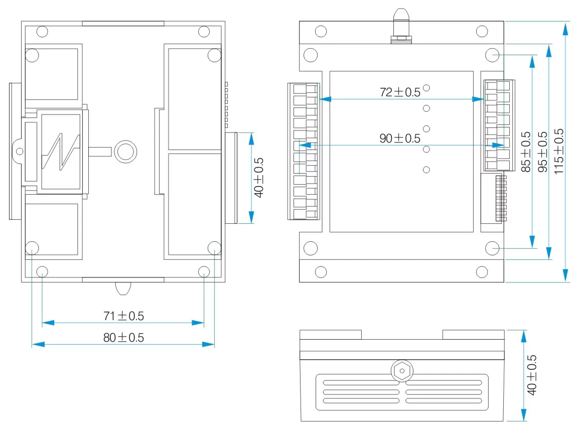 Mechanische Abmessungen des Weichensteuermoduls SK109 Mechanische Abmessungen des Weichensteuermoduls SK109