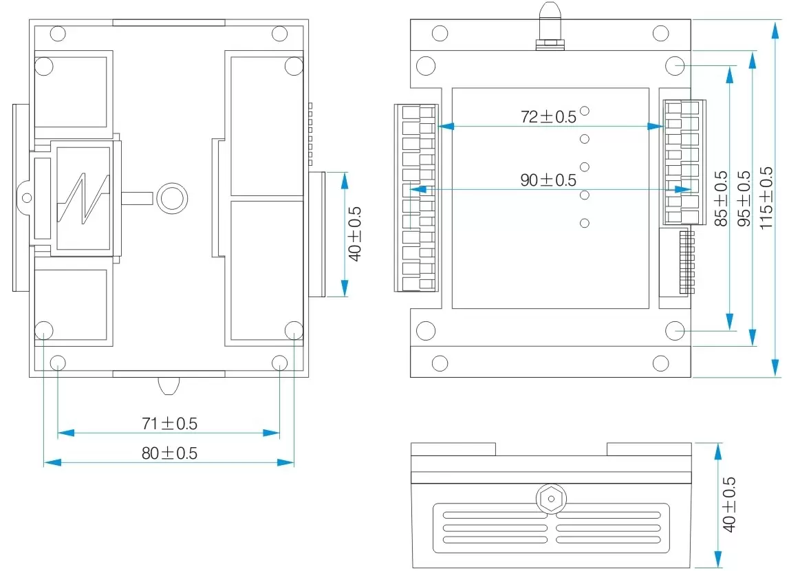 Mechanische Abmessungen des Schaltersteuerungsmoduls SK108U Mechanische Abmessungen des Schaltersteuerungsmoduls SK108U