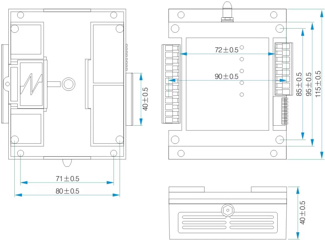 Mechanische Abmessungen des Funk-Schaltmoduls SK509