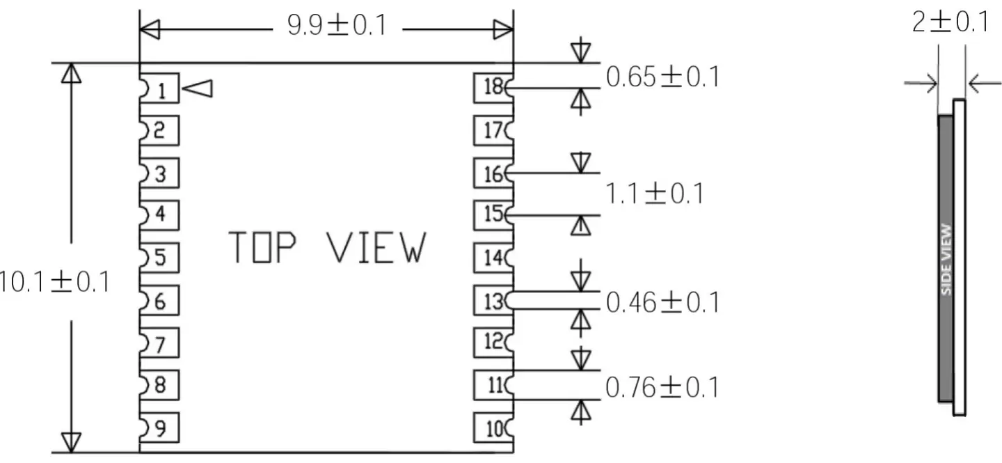 Mechanische Abmessungen des GPS-Moduls GPS01