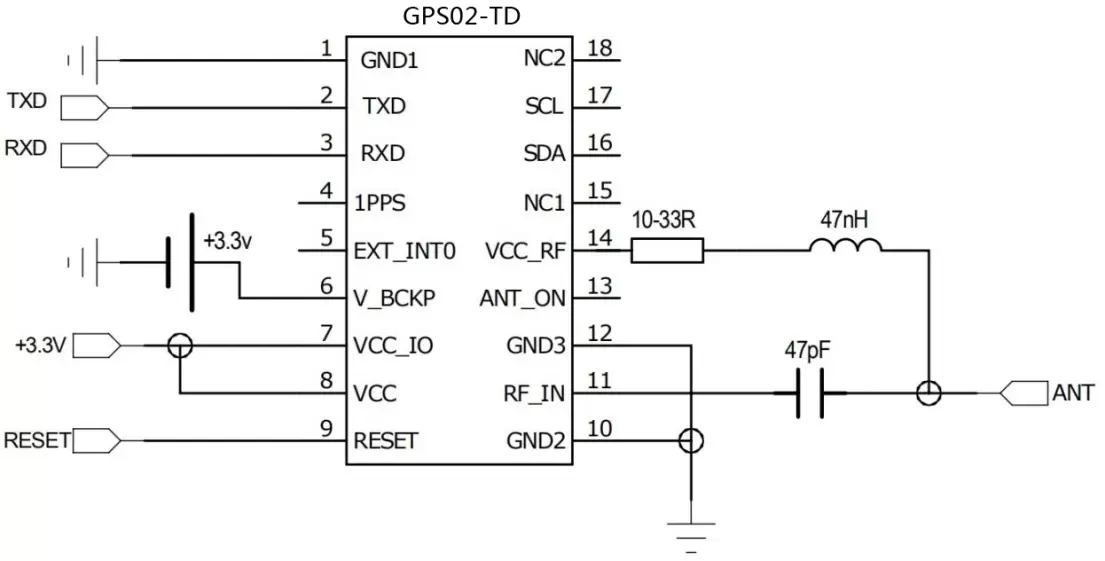 Schaltplan der aktiven Antenne für das GPS-Modul GPS02-TD