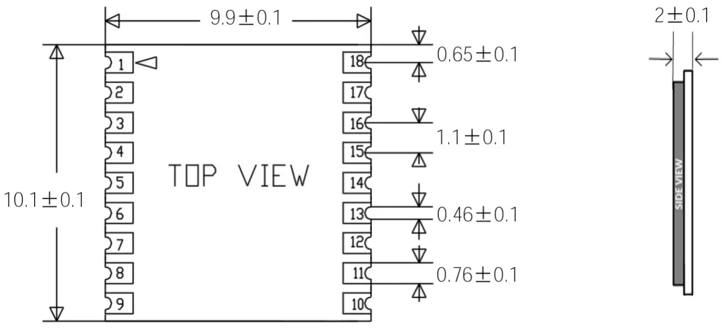 Mechanische Abmessungen des GPS-Moduls GPS01-TD