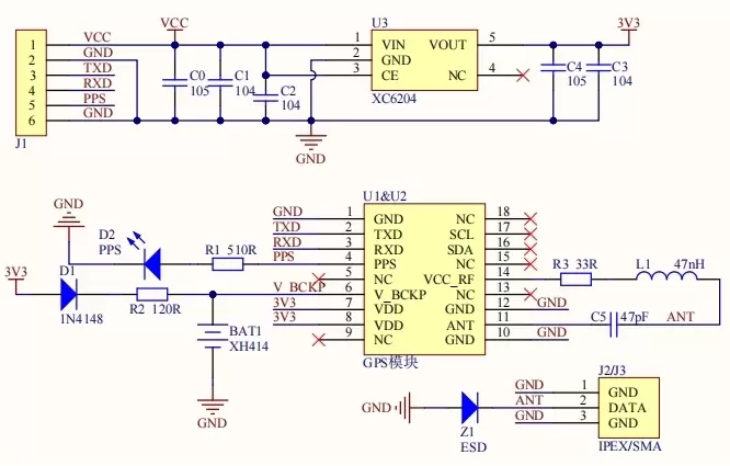 Anwendungsschaltung des GPS-Moduls GPS03