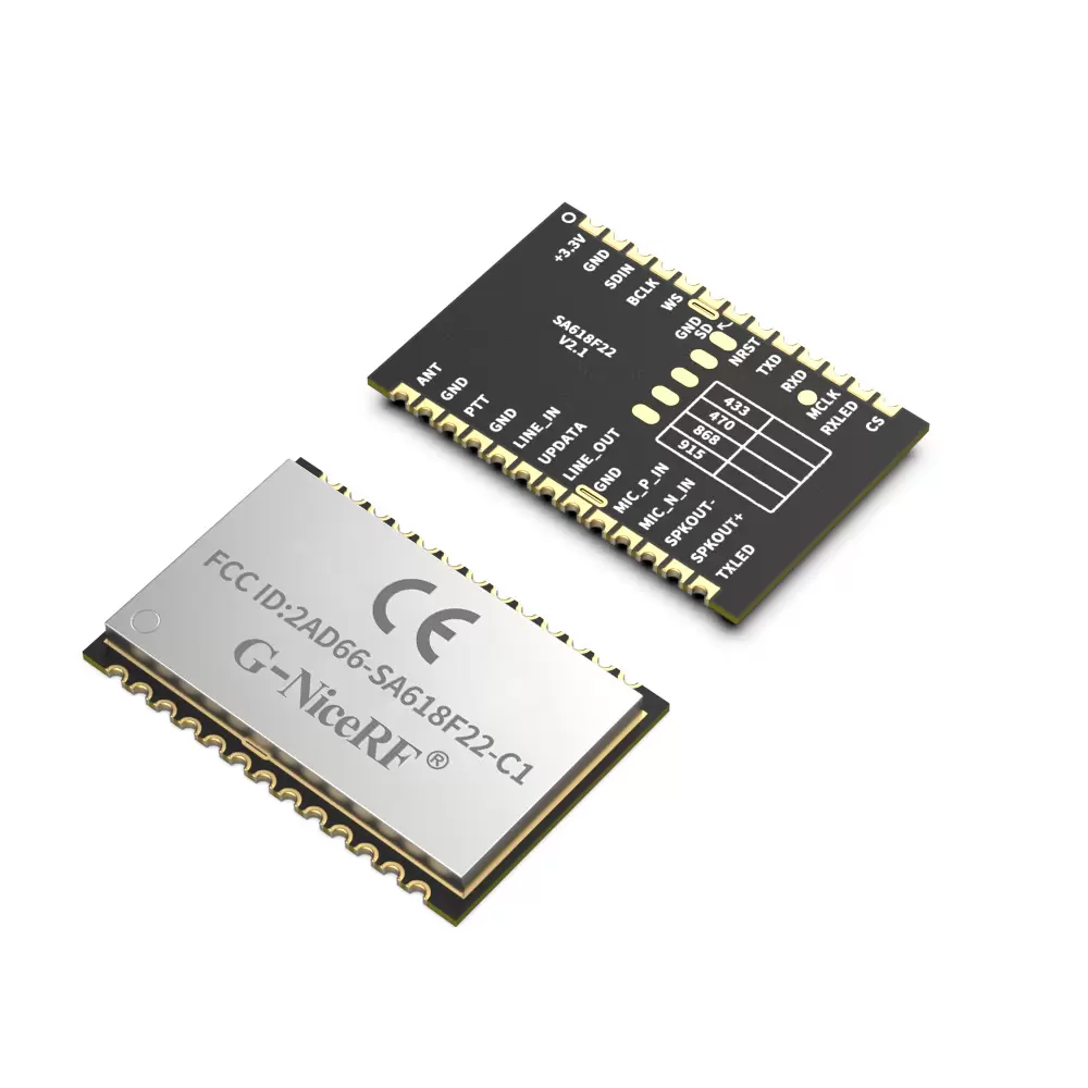 SA618F22-C1: FCC ID- und CE-RED-zertifiziertes drahtloses digitales und Audio-All-in-One-Vollduplex-Übertragungsmodul