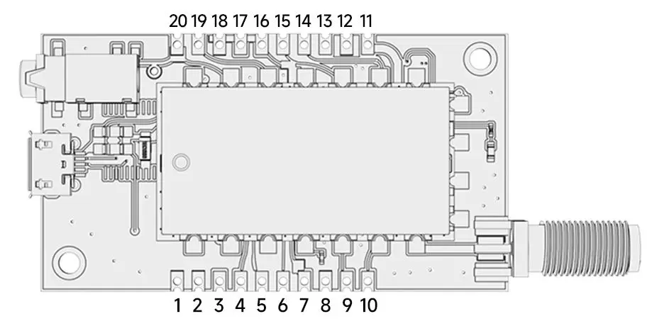 Pin-Belegung der Audiomodul-Senderplatine SA326F30
