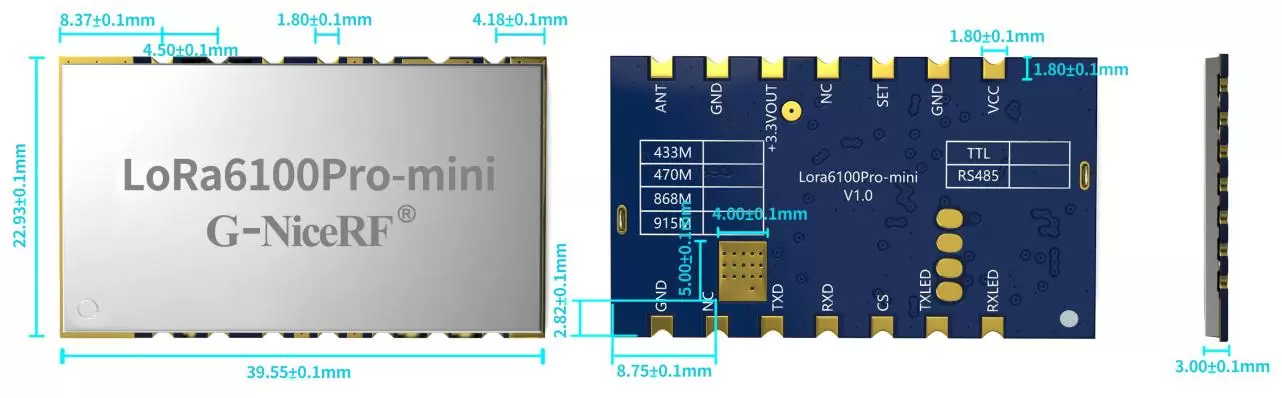 lora-modul LoRa6100Pro-mini größe