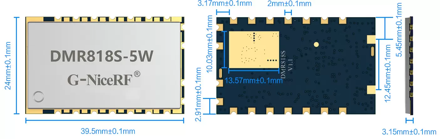 DMR-Intercom-Modul DMR818S-5W Größe