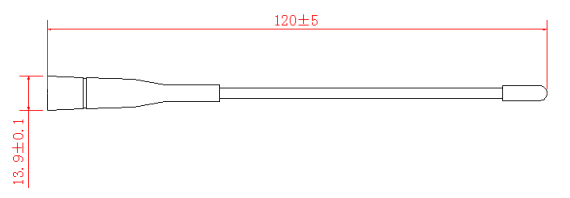 Abmessungen der Stabantenne SW868-ZB120