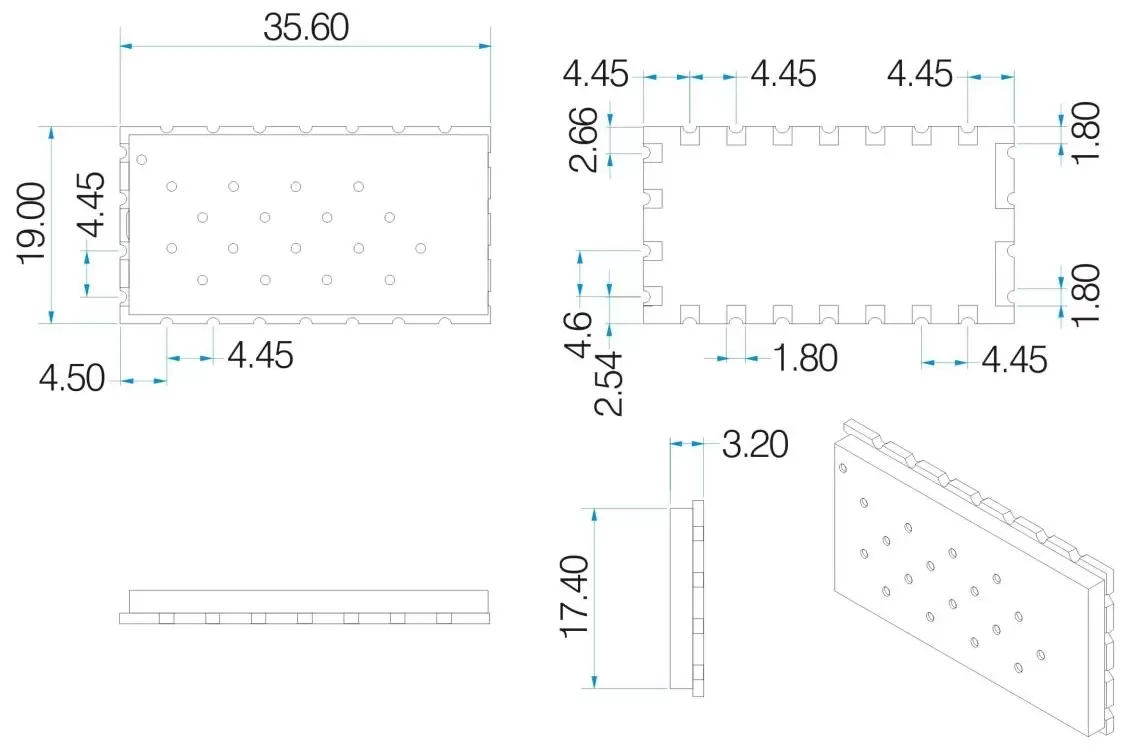 Mechanische Abmessungen des Walkie-Talkie-Moduls SA818S-CE Mechanische Abmessungen des Walkie-Talkie-Moduls SA818S-CE