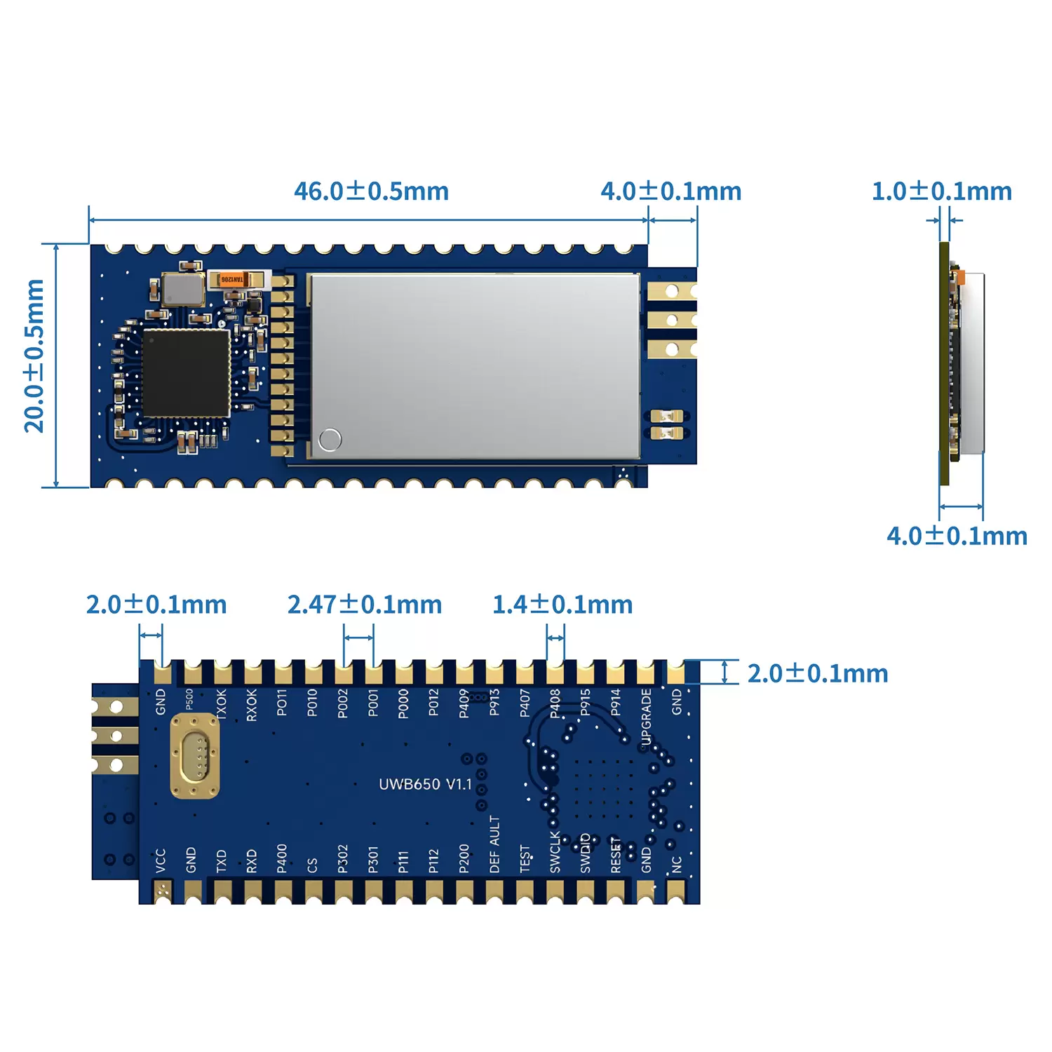 UWB650: Hochpräzises UWB-Modul zur Entfernungsmessung und Positionierung in Innenräumen mit AES128-Verschlüsselung