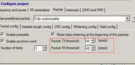 Legen Sie die Konfigurationsschwellenwerte TX_FIFO_ALMOST_EMPTY und RX_FIFO_ALMOST_FULL fest