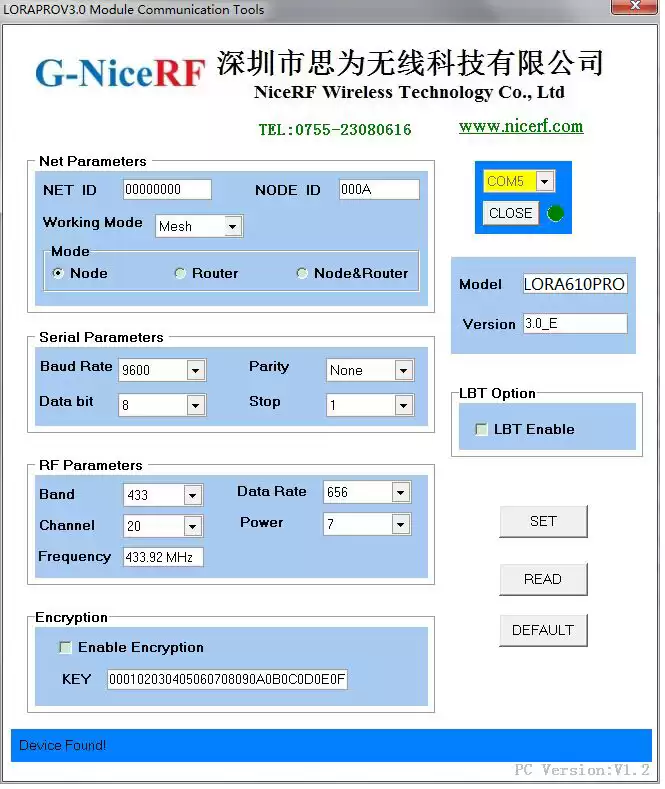 Das Funkmodul stellt die Baudrate ein