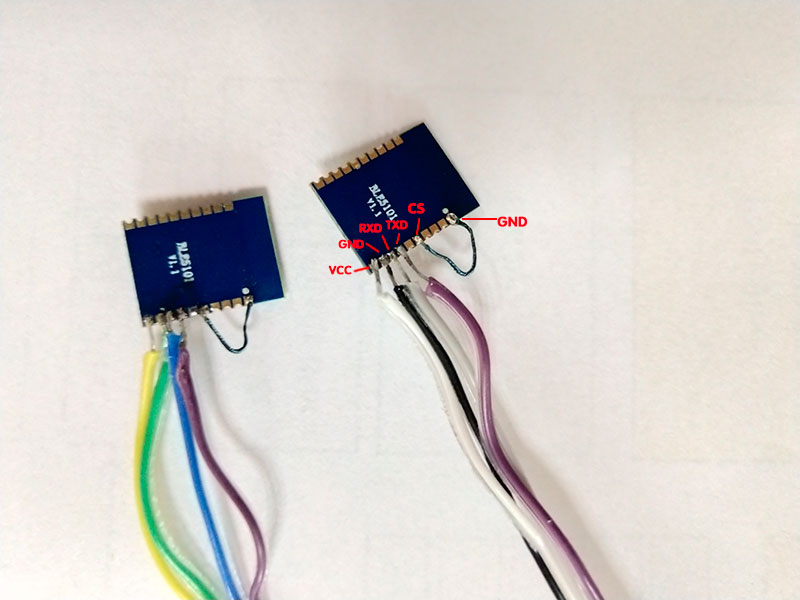 Anschlussrückansicht von 2 Stück des BLE-Moduls BLE5101