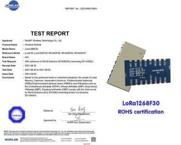 Das NiceRF LoRa-Modul LoRa1268F30 hat die RoHS-Zertifizierung bestanden