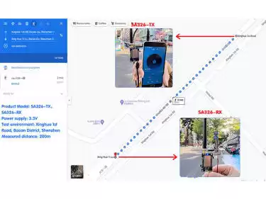 Test der Kommunikationsreichweite des drahtlosen Audiomoduls SA326