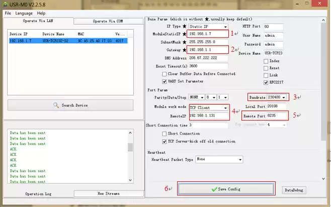 Nachdem Sie auf das gesuchte Gerät geklickt haben, ändern Sie die folgenden Parameter