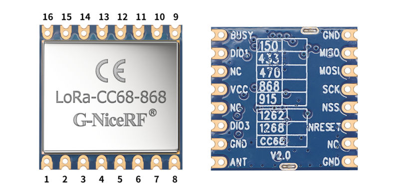 Pins des LLCC68 LoRa-Moduls LoRa-CC68