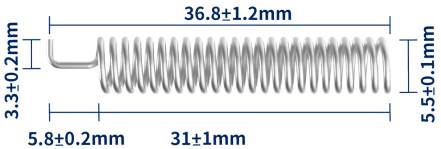 Abmessungen der 433 MHz Federantenne SW433-TH32DN Abmessungen der 433 MHz Federantenne SW433-TH32DN