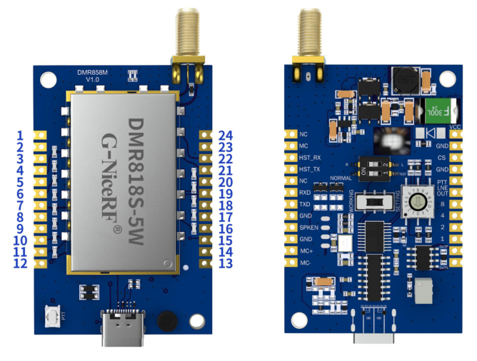 Pin-Layout und Funktionsverteilung des DMR858M-Moduls