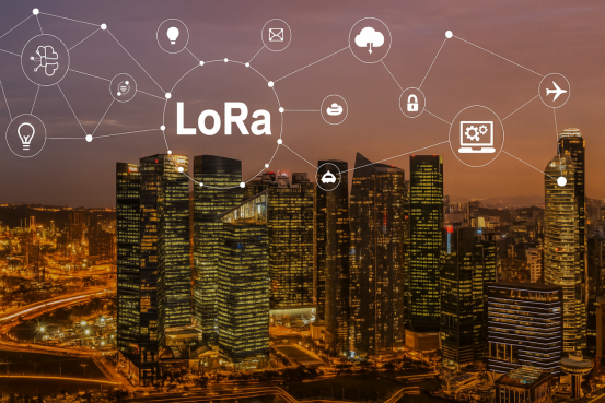 Eine Smart-City-Netzwerkgrafik, die die LoRa-IoT-Technologie symbolisiert.