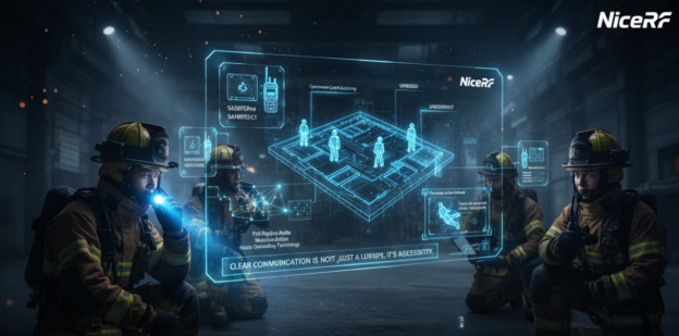 Feuerwehrleute nutzen Vollduplex-Audiomodule bei einer Rettungsaktion.