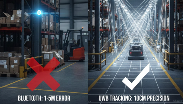 UWB-Tracking vs. Bluetooth im Lager UWB-Tracking vs. Bluetooth im Lager