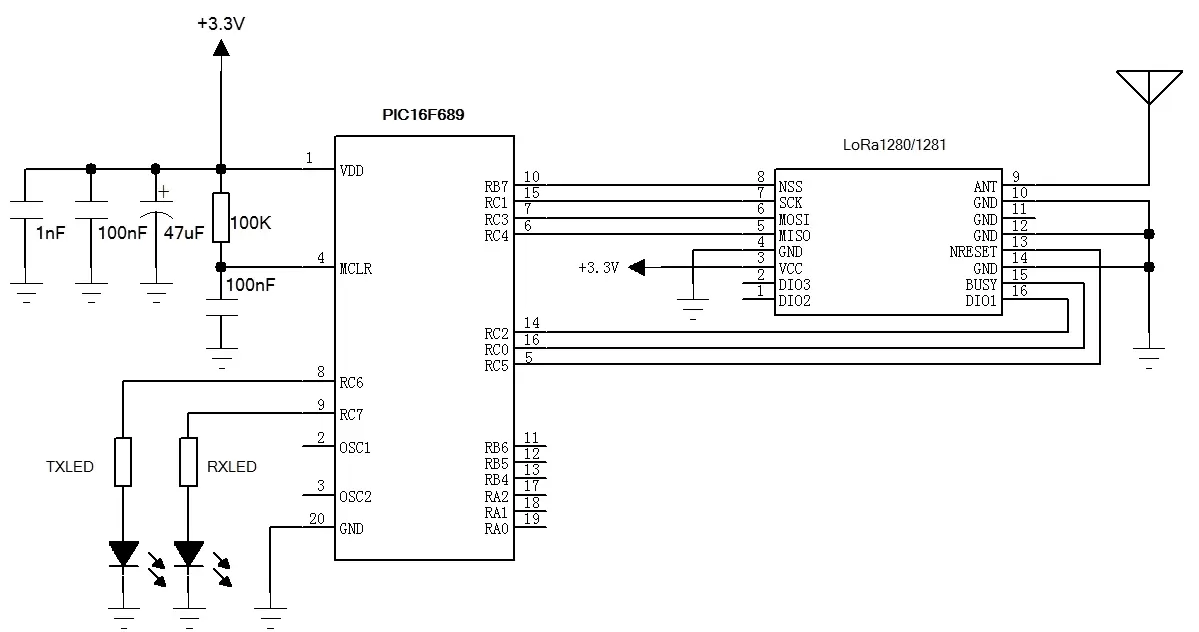 2,4G Lora-Modul Lora1281-T Anwendungsschaltung 2,4G Lora-Modul Lora1281-T Anwendungsschaltung