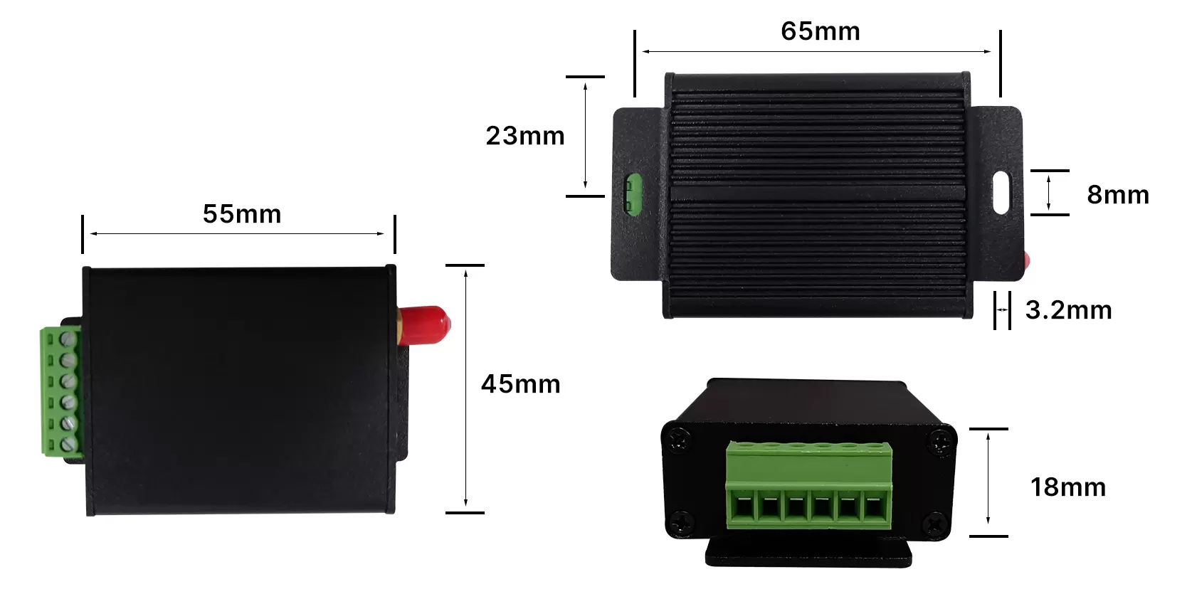 Mechanische Abmessungen des drahtlosen UART LoRa-Moduls LoRaStar6200 Mechanische Abmessungen des drahtlosen UART LoRa-Moduls LoRaStar6200