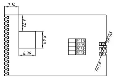 Mechanische Abmessungen des LoRaWan-Gateway-Moduls Pin-Belegung des LoRaWan-Gateway-Moduls LoRaWan1301 Mechanische Abmessungen des LoRaWan-Gateway-Moduls Pin-Belegung des LoRaWan-Gateway-Moduls LoRaWan1301