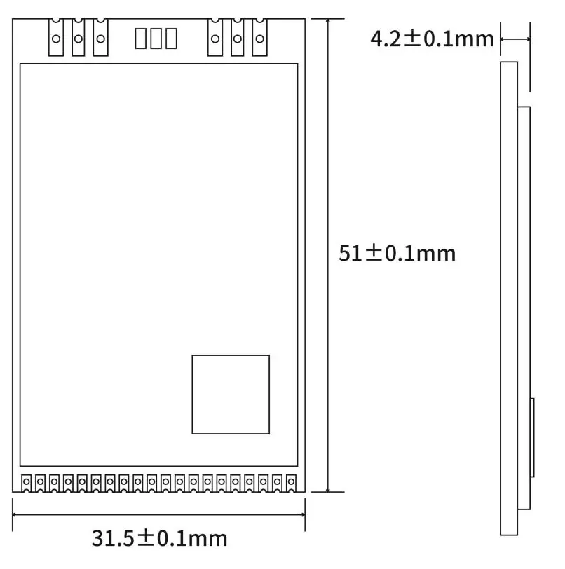 Mechanische Abmessungen des LoRaWan-Gateway-Moduls LoRaWan1302 Mechanische Abmessungen des LoRaWan-Gateway-Moduls LoRaWan1302