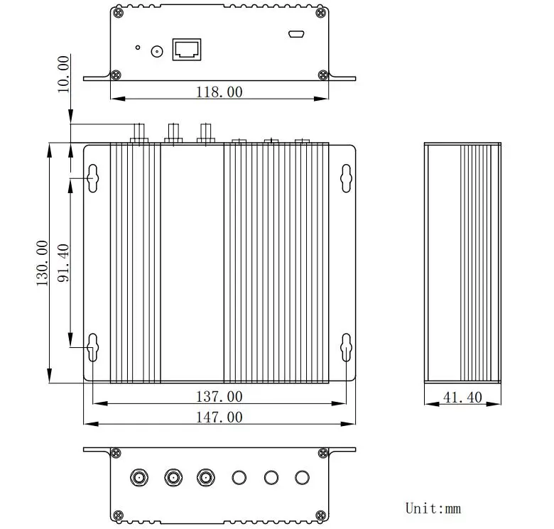 Mechanische Abmessungen des LoRaWan-Gateway-Moduls LG1301-PF Mechanische Abmessungen des LoRaWan-Gateway-Moduls LG1301-PF